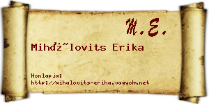 Mihálovits Erika névjegykártya